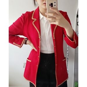 Vintage St. John Red Military Style Cardigan/Coat